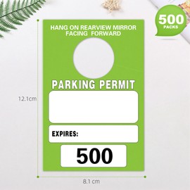 Parking Permit Hang Tags,Numbers 001-500 Blank Numbered Temporary Parking Permits,Car Vehicle Parking Management,High-Visibility Green Hang Tags(500 packs)