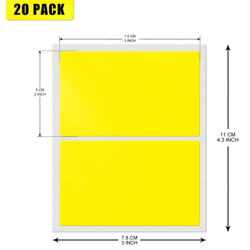 YIKIADA Yellow Rectangular Sticky Sticker 3 × 2 Inch Colour