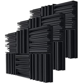 TroyStudio Acoustic Studio Absorption Foam Panel, 12 X 12 X 2 inches Pack of 18, Broadband Sound Absorber, Periodic Groove Structure Sound Absorbing Foam, Thick Dense 3D Decorative Wall Panels