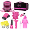 BHLUUIYER Car Emergency Kit, Pink Roadside Emergency Car Kit with