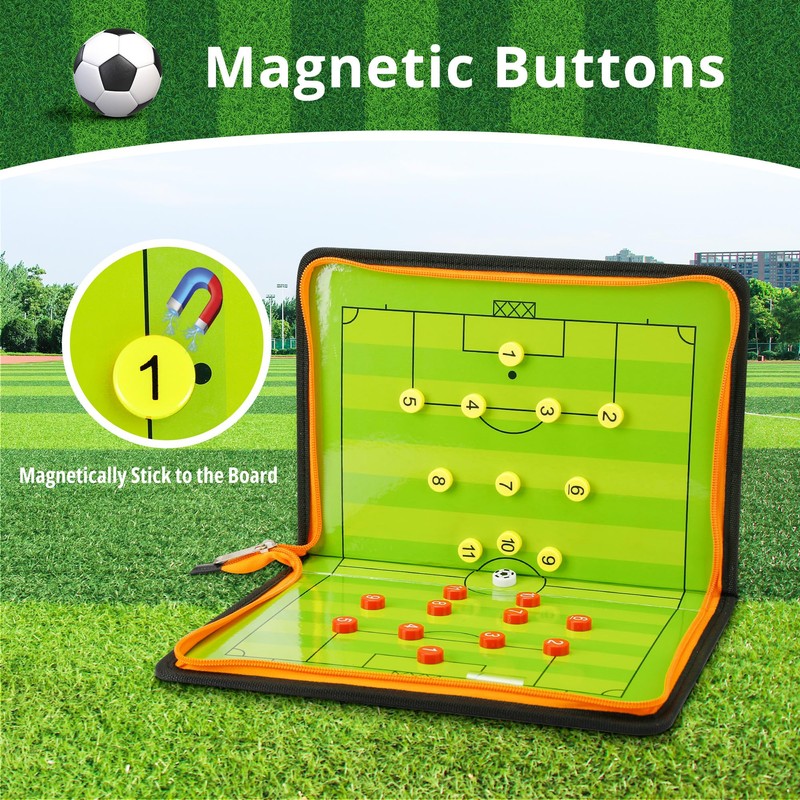 Football Tactics Board Portable Football Coaching Marker Board with Magnets,