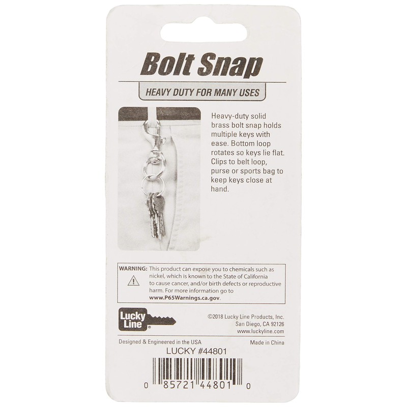 Lucky Line 3-1/4" Heavy-Duty Solid Brass Bolt Snap with 1"