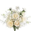 CISDUEO 2 Pcs Artificial Flowers Roses Silk Dahlias Flowers Wedding Bouquet White Faux Spring Summer Flowers for Wedding Floral Arrangament Table Centerpieces Indoor Vase Home Cemetery Grave Decor