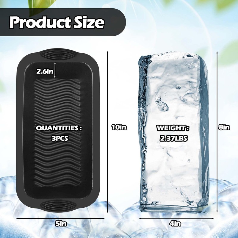 XANGNIER Extra Large Ice Block Mold,3 Pack 7lbs Ice Cubes