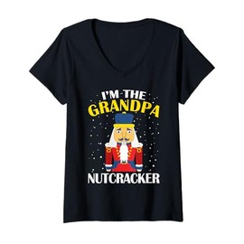 Womens Grandpa Nutcracker Costume Matching Family PJs Christmas V-Neck T-Shirt