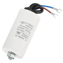 Unifizz CBB60 30uF Run Capacitor with U Terminal Wires,2Pcs AC 450V 50/60Hz Cylinder Bottom with Screw 77x40mm Motor Start Capacitor for Washing Machine,Water Pump