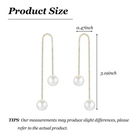Pearl Earrings for Women Long Pearl Drop Earrings Gold Rhinestone Pearls Jewelry Gifts Costume