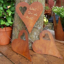 Storm's Gartenzaubereien Decorative Heart in Rust Look for Labelling, Set of 3