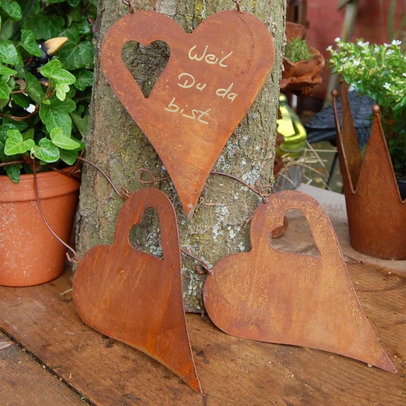 Storm's Gartenzaubereien Decorative Heart in Rust Look for Labelling, Set