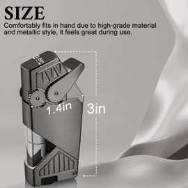 Kantion Torch Lighter Double Jet Flame, Refillable Butane Torch Lighter Windproof Lighter with Punch for Men Women with Gift Box(Nickel Black, Without Gas)