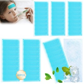 Delamiya Pack of 60 Cooling Plasters, Fever Plasters, Cooling Pack, Gel Cooling Pad, Heat Stroke, Cooling Patches, Cooling Headaches, Fever Plasters, Instant Cold Compress, Cold Plasters for Fever