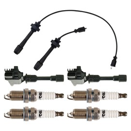 TRQ Ignition Kit Ignition Coil Spark Plugs Spark Plugs Wire Set Compatible with 2003 Mazda Protege