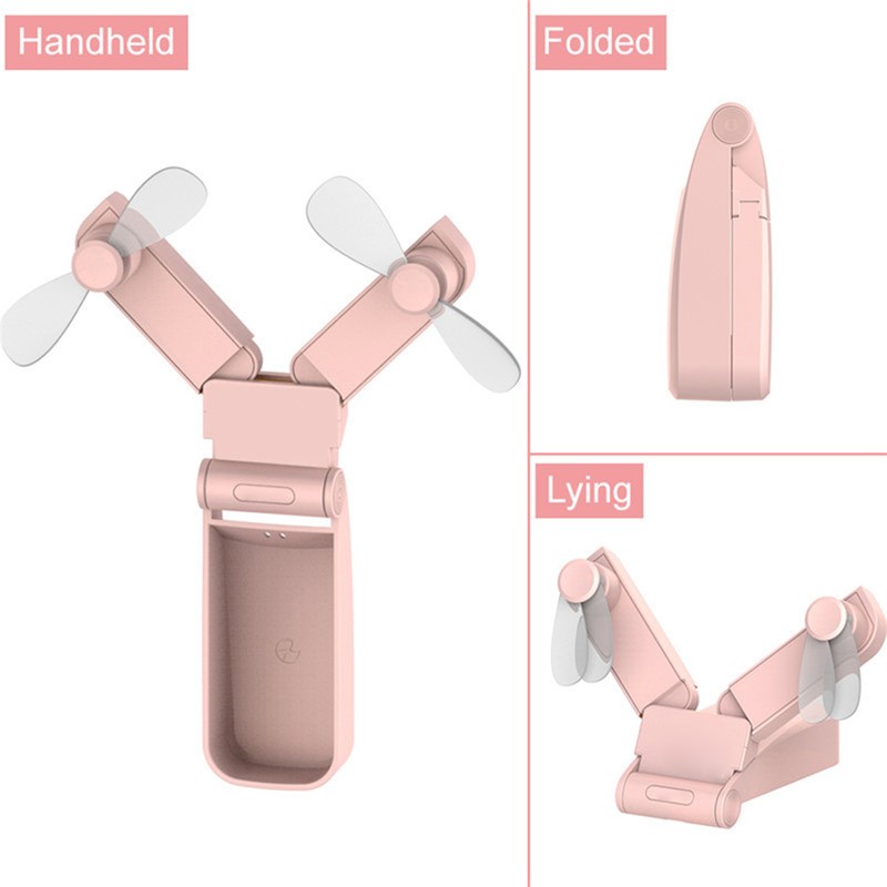 Folding Electric Fan Double Headed Portable Handheld Mini USB Fan