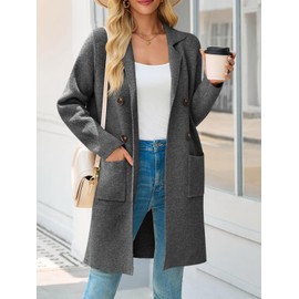 Saodimallsu Womens Long Cardigan Sweaters Open Front Knit Dressy Casual Chunky Lapel Coatigan Fall Sweater Blazer Coats