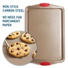 Baking Sheet Set, 3-Piece Cookie Sheet Set with Silicone Handles,