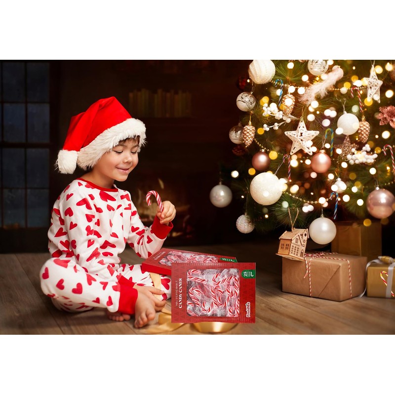 Fruidles Christmas Mini Candy Canes (100 Pack) Peppermint Flavor, Individually
