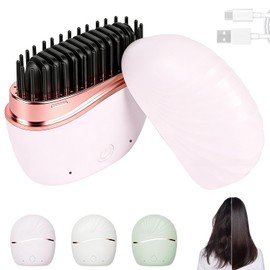 Mini Straightener,Mini Hair Straightener for Women,New Rechargeable Wireless Portable Hair Straightener Brush,Rapid-Heat with Three Temperature Controls,Heat-Resistant Shell Travel Comb (Pink)