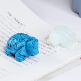 Nupuyai Tortoise Figurine Gemstone Crystal Lucky Charm Reiki Healing Stone Feng Shui Decoration