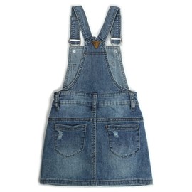 KIDSCOOL SPACE Baby Girls Skirt,Ripped Soft Strechy Denim Girls Summer Overalls Dress,Deep Blue,12-18 Months