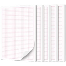 Fantastino A5 Notepad Squared Pink-Pink - Pack of 5, 250 Sheets (50 per Pad) 90 g/m² Premium Paper. Small Writing Pad, Calculation Pad with Margin, Tear Off Notes for Office, Home, School, University