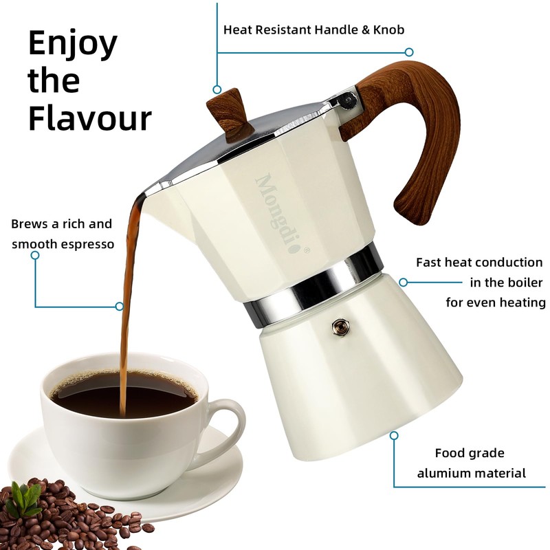 Mongdio Stovetop Espresso Maker Moka Pot, Cuban Coffee Maker Stove
