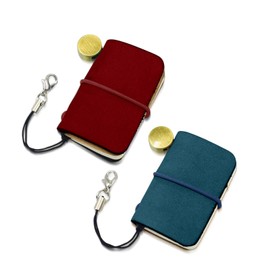 Yitexin Pack of 2 Miniature Travelers Notebook 4.8 x 3.2 cm (1.9 x 1.3 inches), Handmade Tiny Leather Travels Notebook, Vintage Mini Notebook Diary Journal, Pocket Diary (Blue & Red)