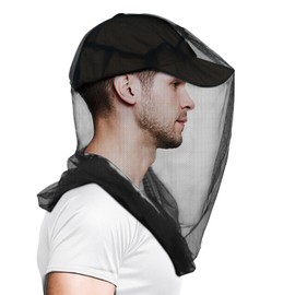 gumkeg Mosquito Head Net for Insects, 4 Pack, Premium Bug Net for Head, Fly & Bug Protection | Ultra Large & Long, Finest Holes for Camping, Hiking, Fishing, Gardening, Fits All Hats for Men & Women
