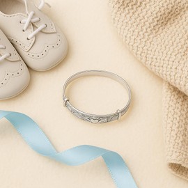 GOLDLINKS Sterling Silver Baby Bangle – Adjustable Claddagh Design Infant Bracelet | 925 Hallmarked | Ideal Christening Gift for Boys & Girls | 40–47mm