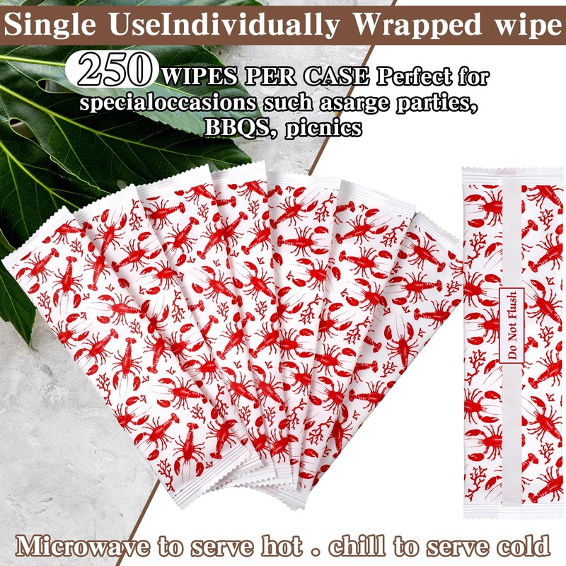 Siifert 250 Pcs BBQ Wet Wipes Individually Wrapped Pre Moistened