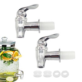 TUKEVA® 2 Stück Wasserspender Ersatzhahn Silber Getränkespender Zapfhahn Wasserhahn Haushalt Bier Kunststoff Getränkespender Zapfhahn für Bierfass,Getränkespender,Glas,Saft,Trinkbrunnen (Silber)