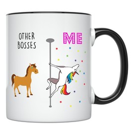 YouNique Designs Boss Mug, 11 Ounces, White, Unicorn Mug, Boss Gifts, Boss Lady Gifts, Thank You Gifts for Boss Lady (Black Handle)