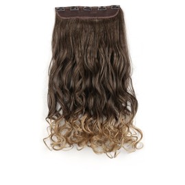 OneDor® 20" Curly 3/4 Full Head Synthetic Hair Extensions Clip On/in Hairpieces 5 Clips 140g (6B10BT25# - Brown to Dirty Blonde Ombre)