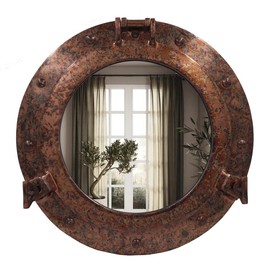 The Metal Magician 12inch Nautical Decor Porthole Wall Mirror, Old Antique, Mirror for Home, Pirate Decor, Shipwrecked Victorian