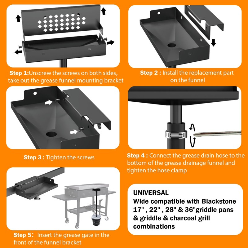 Rear Grease Drainage System for Blackstone Grease Catcher Upgrade,Grease Bucket