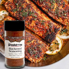 The Grindstone, Blackened Seasoning, Fish & Seafood rubs and Seasonings, Non-GMO Spice, Hand Blended Spices, 2.50 oz. Glass Bottle with Sifter, Pack of 2