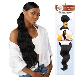Sensationnel Curls kinksandco synthetic bundles - glam body quick weave hair or pony styles for natural 3c to 4c hair textures - 1 pack (18 inch, LIGHTASHBROWN)