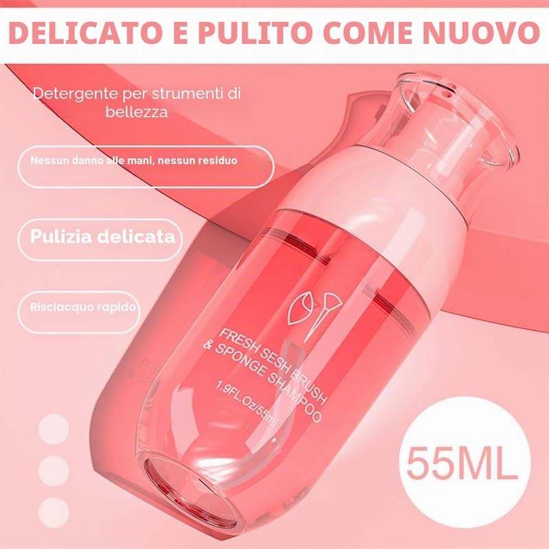 Detergente per pennelli da trucco, 55 ml, shampoo e detergente