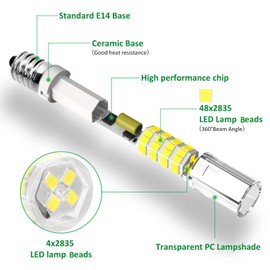 Tailcas Tailcas E14 LED Birne Kaltwei?, 4W E14 Lampe 6000K Khlschranklampe Ersatz fr 40W Glhlampe, 400LM, AC 220-240V, fr Dunstabzugshaube N?hmaschine Wohnzimmer, Nicht Dimmbar, 6er Pack