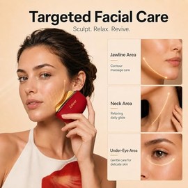 ZDEER GS5 Brass Heated Electric Gua Sha Facial Sculpting Tool with Vibration, Women's Facial Massager, LED Red Light Therapy for Neck & Face, Skin Fir
