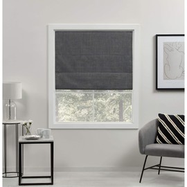 Exclusive Home Acadia 100% Blackout Roman Shade, 34"x64", Grey