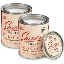 Skeeter Screen 90400 Patio Candle – 80 Hour Burn Time – Clean-Burning Essential Oil Formula – Lead-Free Wick – Fresh Outdoor Scent for Patios, Decks, Balconies – 15 Oz (Pack of 2)