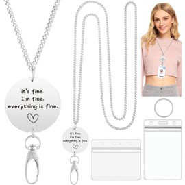 Lanyards for ID Badges Keys Women Cute Teacher Lanyard ID Badge Holder Stainless Steel Lanyard Fashion Strong Motivational Office School Work Nurse Teacher Appreciation Gifts