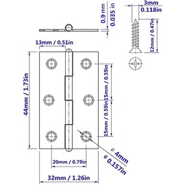 20Pcs 2 Inch Stainless Steel Folding Hings for Wooden Box Small Crafts or Lightweight Projects assigned 120 Screws