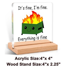 Dumpster Fire Desk Accessories Dumpster Fire Ornament,Funny Desk Sign Décor for Coworkers,Friends,Employees Men, Women,I'm Fine Everything is Fine Funny Office Gifts 4×4 Inches