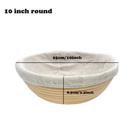 2pcs 10" Round Banneton Proofing Basket Round Bread Brotform with Liner Eco-Friendly Natural Rattan for Professional & Home Bakers