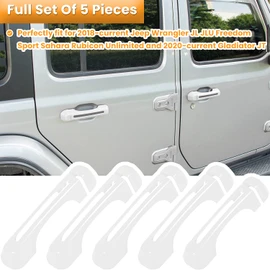 Door Handle Inserts Cover Trim+Tailgate Handle Cover for 2018-2024 Jeep Wrangler JL JLU Sports Sahara Freedom Rubicon Unlimited Gladiator JT 2-Door & 4-Door Exterior Accessories (White 5PCS)