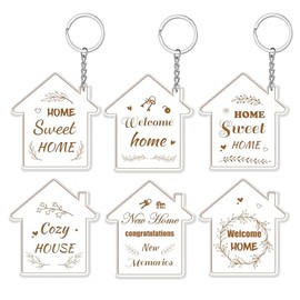 18 Pack Acrylic House Keychain Real Estate Agent Keychains House Shaped Pendant Keychains Welcome Home Housewarming Gift for Man Woman, Yellow, 2.75x5.5 inches