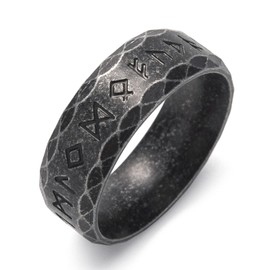 KIRTIJW Viking Rings for Men Norse Viking Runes Amulet Ring Jewelry for Men Women size 9