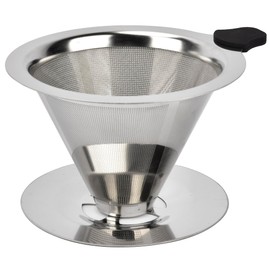 Pour Over Coffee Dripper Stainless Steel Reusable Filter Paperless Cone for 1 Cup