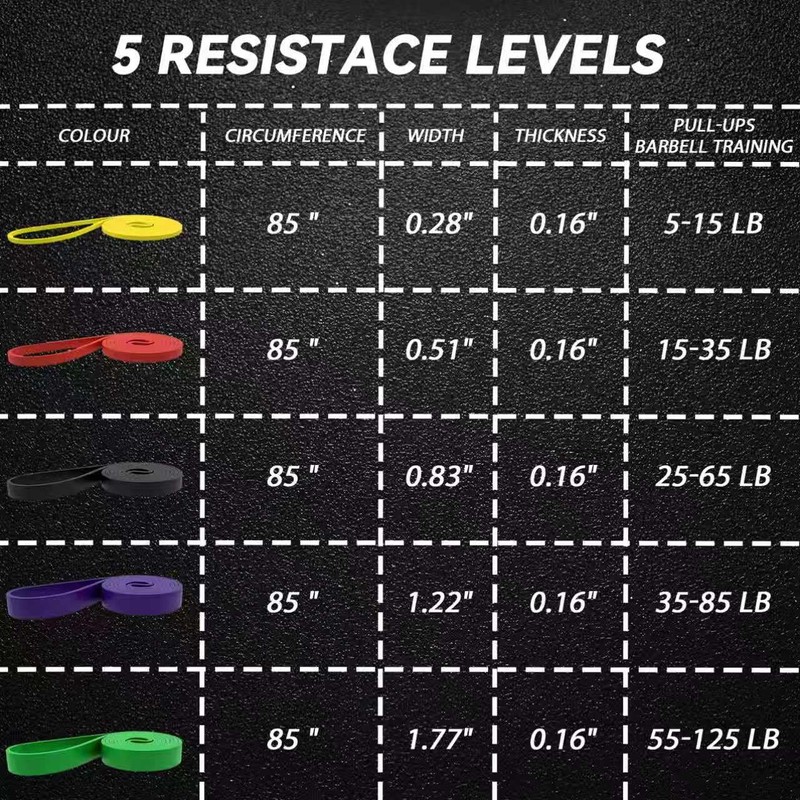 Estleys Resistance Bands, 5 Pack Pull-up Bands, Fabric Resistance Bands
